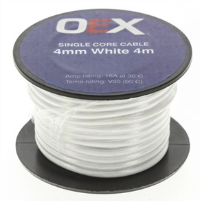 4mm Single Core Auto Cable White 4M Roll