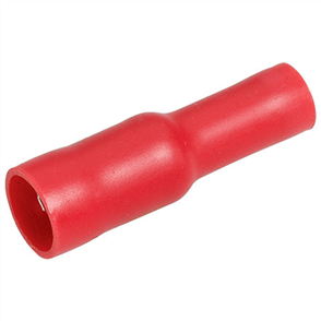 Crimp Terminal Female Bullet Red Insulated 4.3mm - 12 Pce