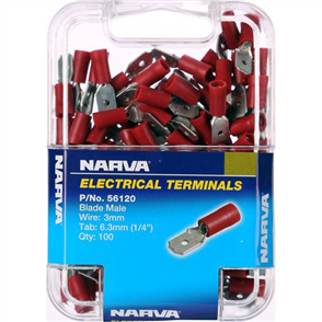 Crimp Terminal Male Blade Red Terminal Entry 6.3 x 0.8mm Vinyl 100 Pce