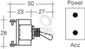 Toggle Switch Off/On SPST Blue LED (Contacts Rated 20A @ 12V)