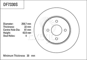 Disc Brake Rotor 260mm x 20 Min