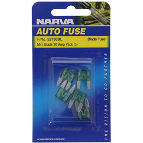 Narva Mini Blade Fuse 30A Green 5 Pce