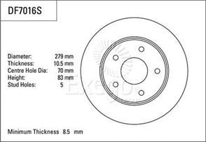 Disc Brake Rotor 279mm x 8.5 Min