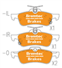 PRO-LINE BRAKE PADS SET HONDA CIVIC IX FK 1.8L i-VTEC BT1111PRO