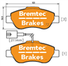 EURO-LINE BRAKE PADS SET FIAT 500 1.3TD (W/SENSOR) BT1939ELC