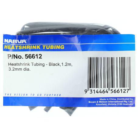 Narva HEAT SHRINK STANDARD BLACK ID: 3.2MM LENGTH: 1.2M