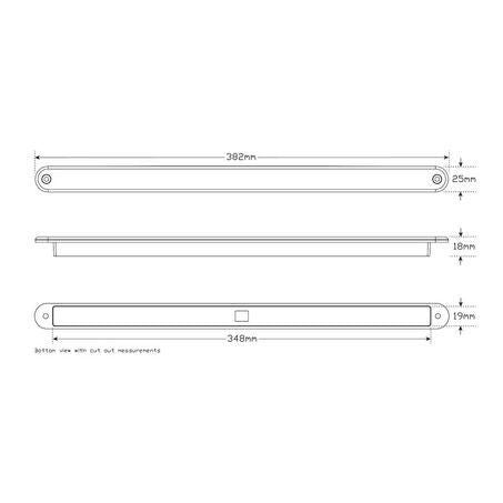 LED AUTO LAMPS 12V Stop Stop/Tail Strip Lamp With 18 Square LEDs Recessed Mount