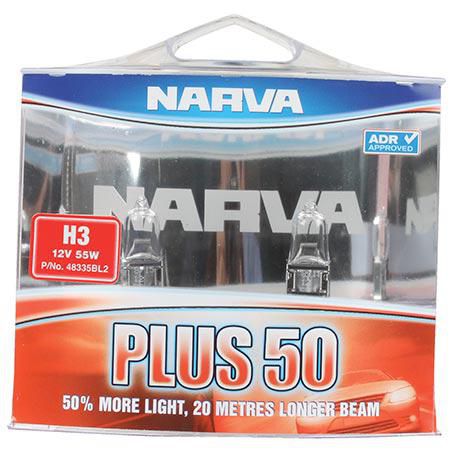 Narva H3 Globe Pk22S Plus 50 12V 55W 2 Pce 48335BL2