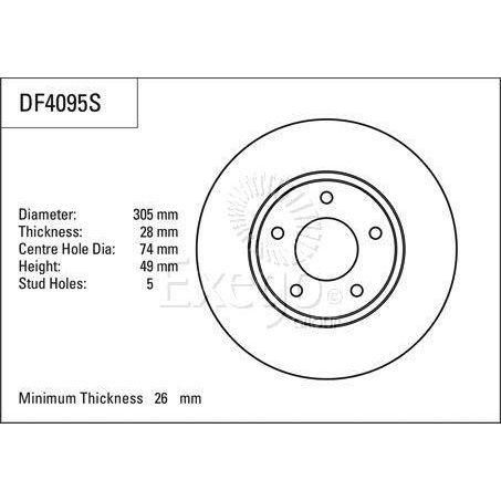 TRW Disc Brake Rotor 305mm x 26 Min