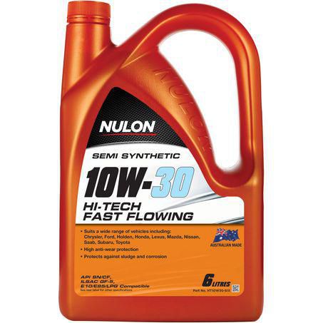 Nulon Hi-Tech Fast Flowing 10W-30 Engine Oil 6L HT10W30-SIX