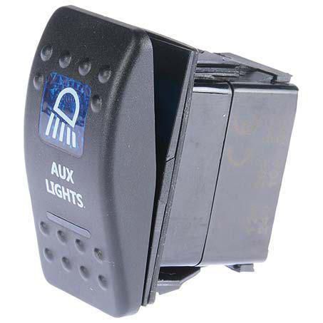 DRIVETECH 4x4 Rocker AUX Lights Switch On/Off SPST 12 or 24V Blue Illumination (