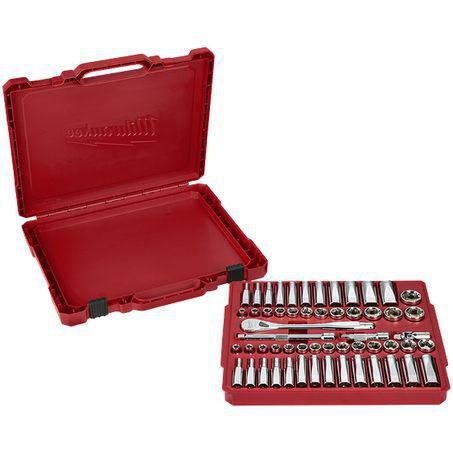 Milwaukee 56 Piece AF & Metric 3/8 inch Socket Set 48229008