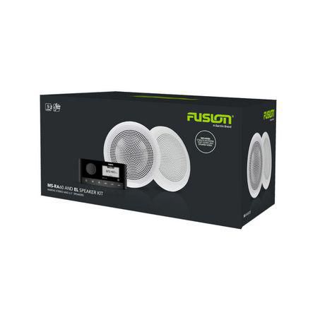 FUSION ELECTRONICS FUSION MARINE STEREO KIT WITH EL CLASSIC WHITE SPEAKERS MS-RA60 010-02405-50