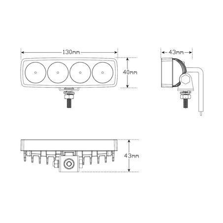 LED Autolamps LED Work Lamp 12W Fld Beam 9-30V 13040WM