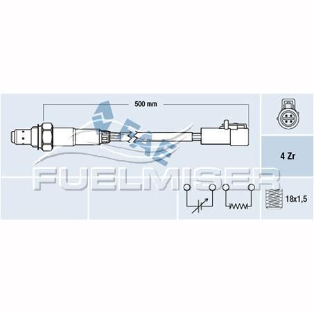 FUELMISER OXYGEN SENSOR DIRECT FIT 4 WIRE 500MM CABLE