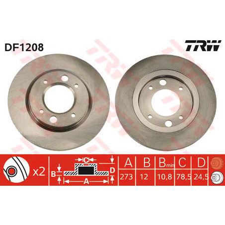 TRW Disc Brake Rotor 273mm x 10.8 Min
