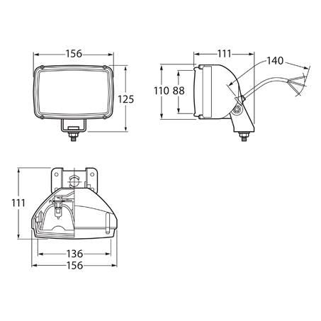 HELLA Halogen Work Light Rectangle 12V Flood Beam 2830