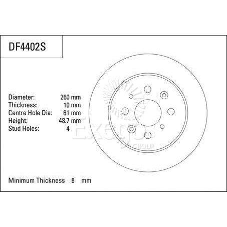 TRW Disc Brake Rotor 260mm x 8 Min