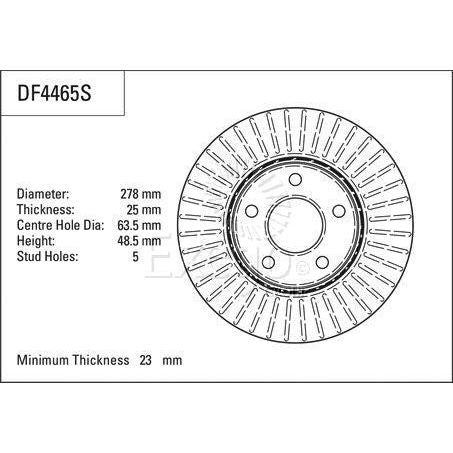 TRW Disc Brake Rotor 278mm x 23 Min
