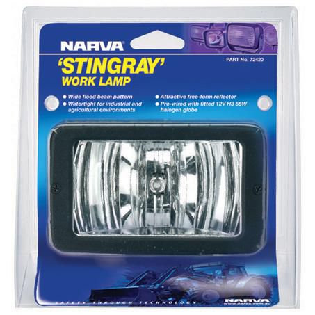 NARVA Halogen Work Light Rectangular 12V Wide Flood Beam 72420