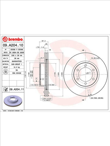 FRONT BRAKE ROTOR TOYOTA LANDCRUSIER RZJ KZJ 09.A204.11