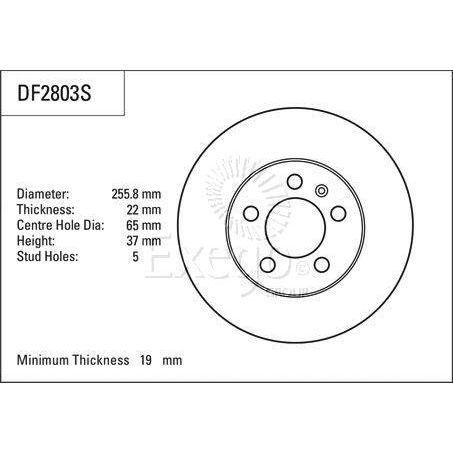 TRW Disc Brake Rotor 255.8mm x 19 Min