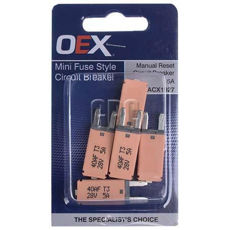 OEX 5A Mini Fuse Style Circuit Breaker Manual Reset
