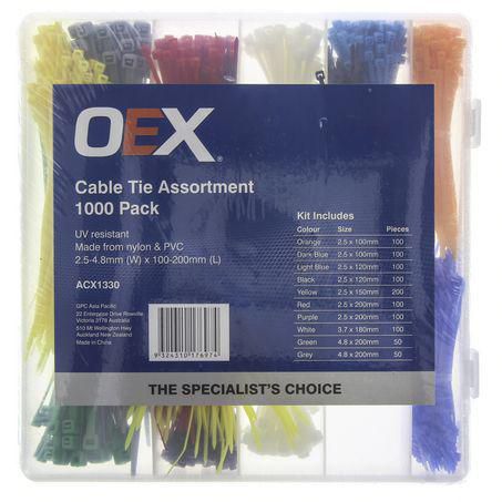 Coloured Cable Tie Assortment - 1000 Pc