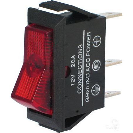 Narva Rocker Switch Off/On SPST Red Illuminated (Contacts Rated 20A @ 12V)