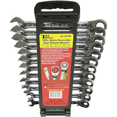 T & E TOOLS T&E Gear Ratchet Wrench Set 12pc Reversible Metric 8 - 19mm 13012R