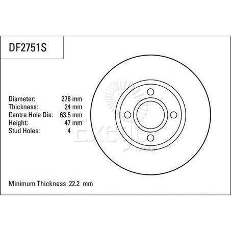 TRW Disc Brake Rotor 278mm x 22.2 Min