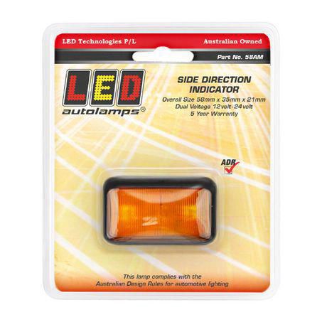 LED AUTO LAMPS 10/30V Amber Side Marker / Direction Indicator In Single Blister Pack