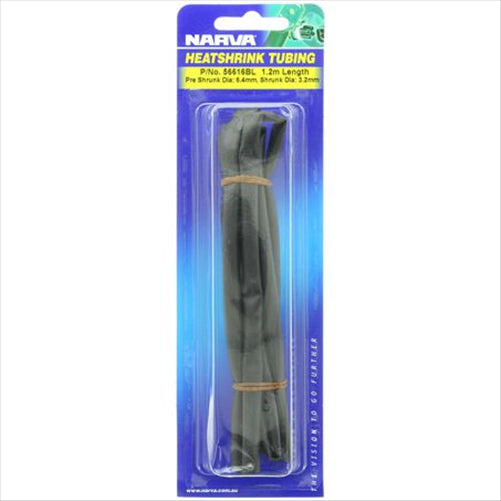 Narva HEAT SHRINK STANDARD BLACK ID: 6.4MM LENGTH: 1.2M