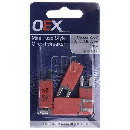 OEX 10A Mini Fuse Style Circuit Breaker