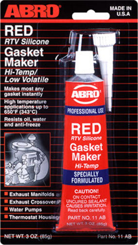 ABRO RTV SILICONE GASKET MAKER ULTRA PLUS  RED 3OZ 85G