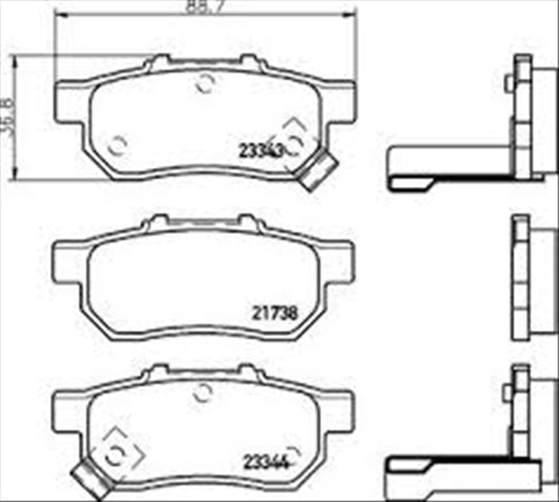 PROSELECT REAR DISC BRAKE PADS - HONDA CIVIC CERAMIC 88-01
