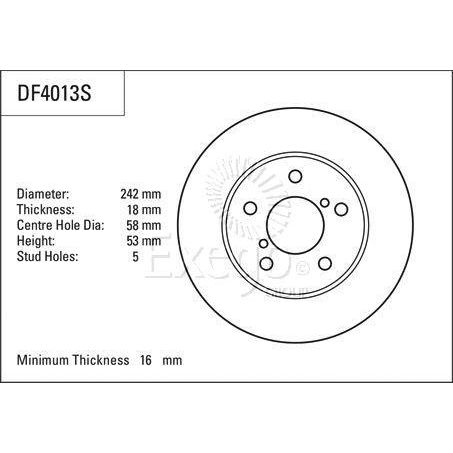 TRW Disc Brake Rotor 242mm x 16 Min