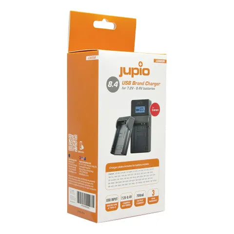 Jupio Canon USB Charger 7.4Vâ€“8.4V â€“ DSLR & Camcorder Battery Kit with LCD Display
