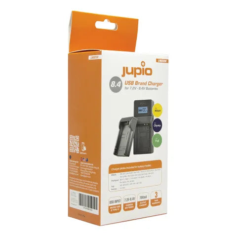 Jupio Nikon/Fuji/Olympus USB Charger 7.4Vâ€“8.4V â€“ DSLR & Camcorder Battery Kit with LCD Display