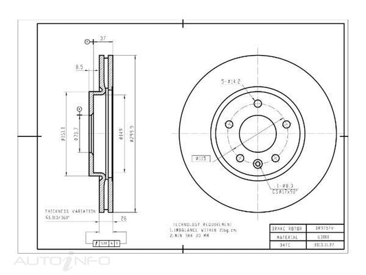 BRAKE DISC FRONT HOLDEN/OPEL 300mm DR9757V