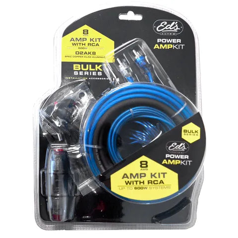 EDS 8 Gauge Amplifier Wiring Kit | Mini-ANL Fuse | Up to 600W RMS