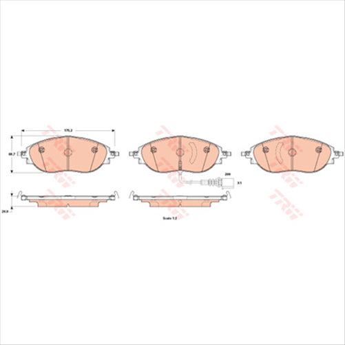 TRW Brake Pad Set Inc. Wear Sensor