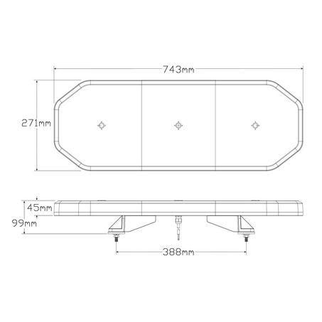 LED Autolamps Amb LED Lightbar 1224V Clr Lens LB744ACM