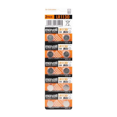 Maxell LR1130 / LR54 / AG10 1.5V Alkaline Button Cell Battery – 10 Pack, Watches, Calculators & Small Electronics
