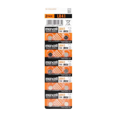 Maxell LR41 1.5V Alkaline Battery – 10 Pack, Watches, Calculators & Small Electronics