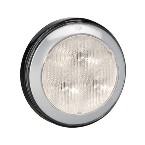 Narva 12 VOLT LED REVERSE LAMP (WHITE) WITH SILVER SATIN RING AND BLACK BASE