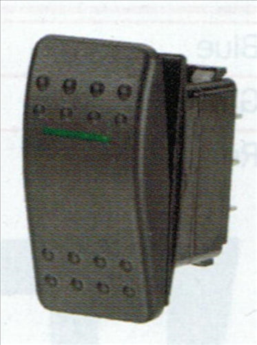 Narva ROCKER SWITCH ON/OFF SPST 12V GREEN ILLUMINATED 20A AT 12V