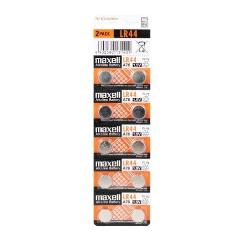 Maxell LR44 1.5V Alkaline Battery â€“ 10 Pack, Watches, Calculators & Small Electronics