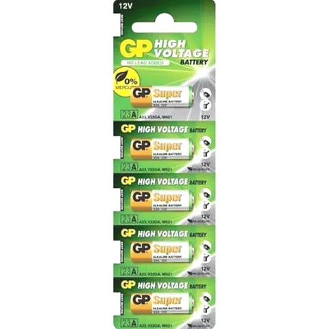 GP A23 (LR23A) 12V Alkaline Battery â€“ 5 Pack | Key Fobs, Remotes & Electronics