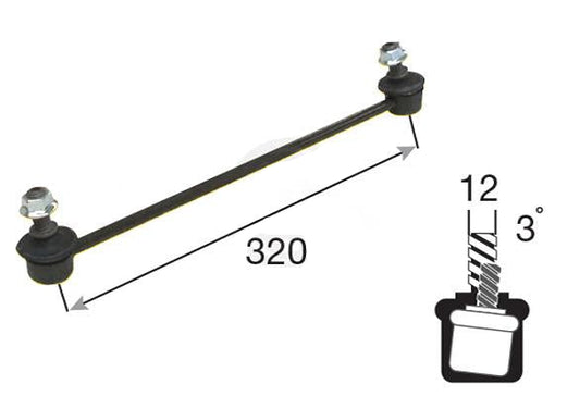 FRONT LH SWAY BAR LINK HONDA GD# 320mm L M12 ENDS OFFSET - 12Q022